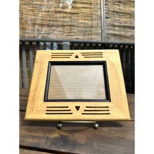 Fetco International 1995 Wood Picture Frame Geometric Cutout Arts Crafts Vintage